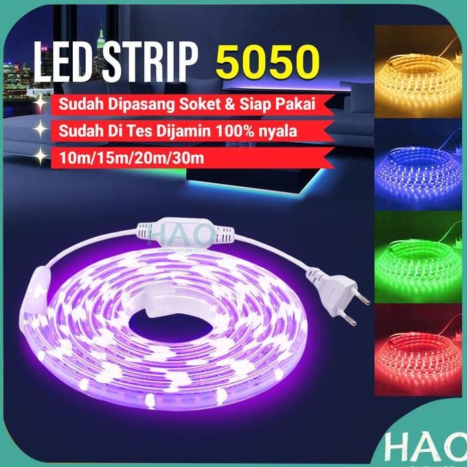 LAMPU LED STRIP 5050 SMD METERAN LAMPU HIAS / PAKET LAMPU LED STRIP LENGKAP TINGGAL COLOK