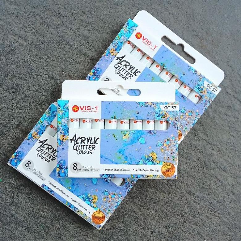 

Cat Acrylic Glitter Colour VIS-1 10ml 8 Warna ( Set ) [ Original ] AST