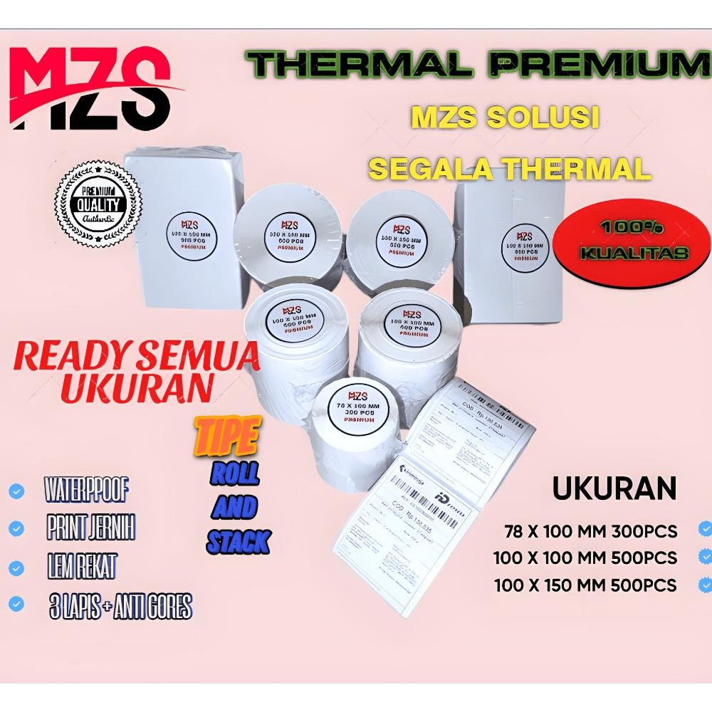 

KERTAS THERMAL, ROLL KERTAS STICKER BARCODE UKURAN 100X150MM ISI 500PCS AST
