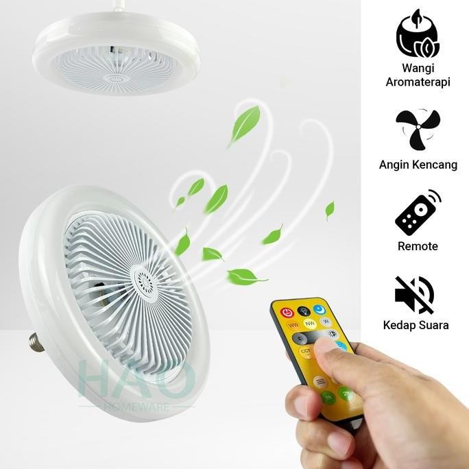 Lampu Gantung + Kipas 2 in 1 Multifungsi/Lampu Kipas + Remote/ LED Fan Fitting E27