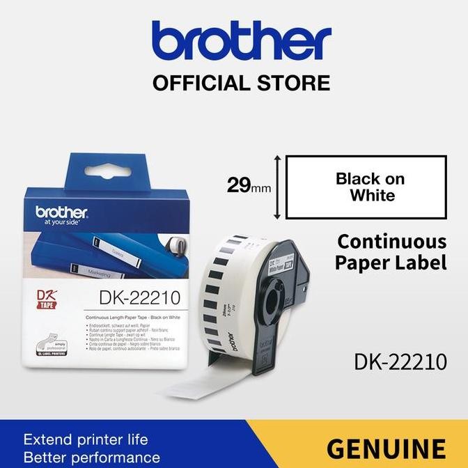 

Brother Label Tape Dk-22210 29Mm X 30.48M Continuous Length Paper Tape New Stok