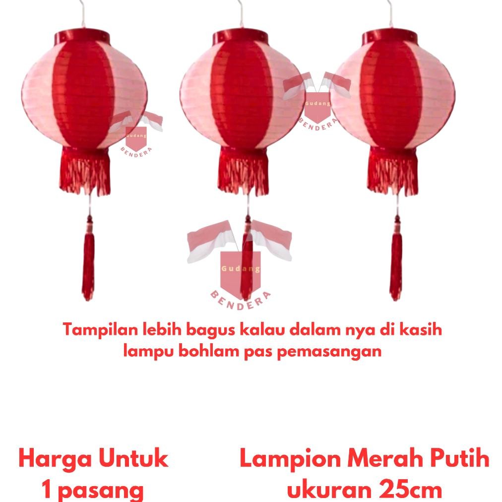 Lampion merah putih Isi 2 HUT RI 17agustus lampion merah lampion kain lampion kertas