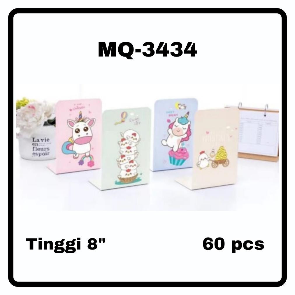 

SOS Book End seri MQ (1 set/2 pcs) / Pembatas Buku Besi / Penyangga Buku/Sandaran Buku AST