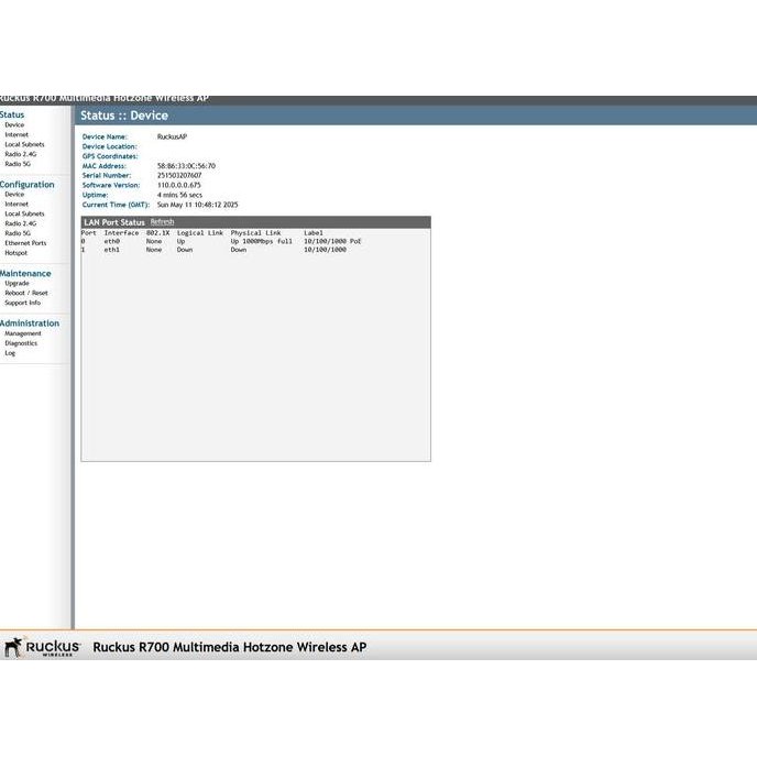 Wireless Access Point Ruckus R700 Dual Band 2.4 Ghz Dan 5 Ghz 2 Port Gigabit Managed Web Based New S