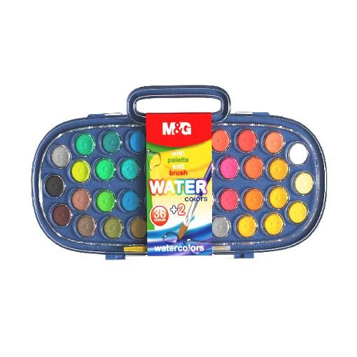 

M&G Solid Water Color Paint 23mm with brush Cat cair 36 + 2 warna AST