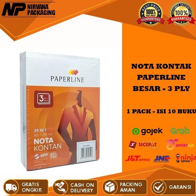 

NOTA KONTAN BESAR 3 PLY 3PLY PAPERLINE RANGKAP 3 / B3 PPL 1 PACK ISI 10 BUKU AST