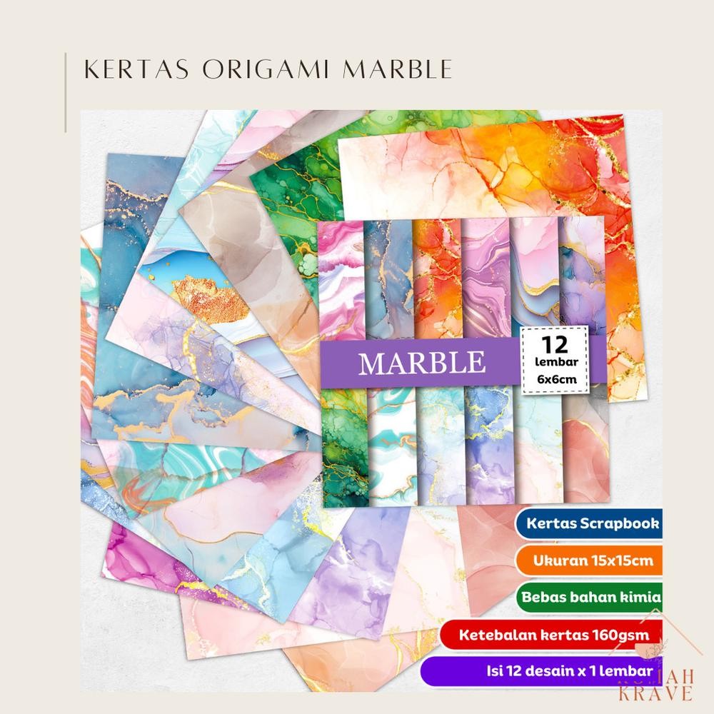 

RUMAH KRAVE - (12pcs) Kertas Origami Marble Marmer AST