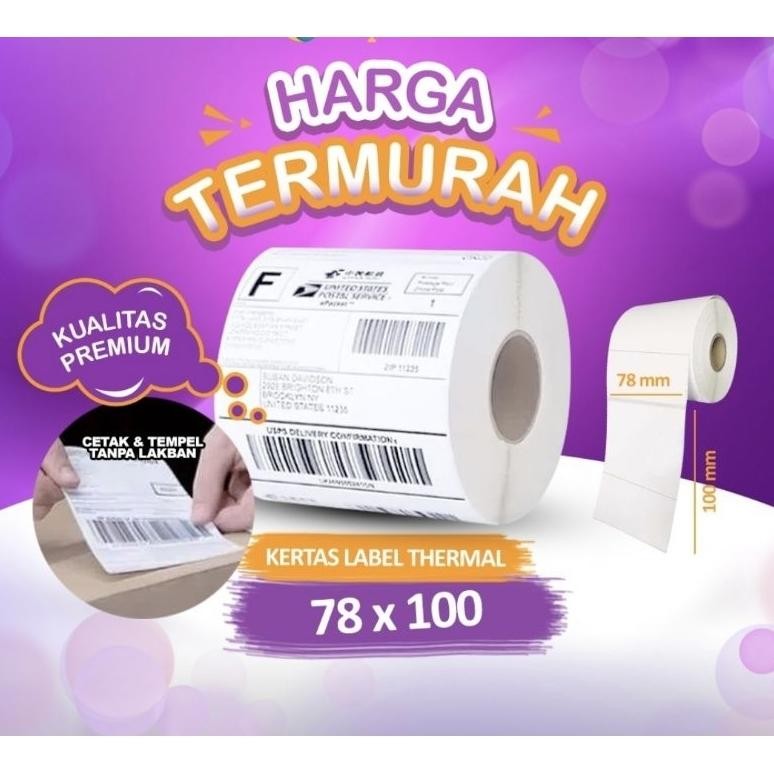 

Kertas Resi Label Barcode Thermal 78x100 mm Label Resi Sticker Pengiriman isi 300 pcs AST
