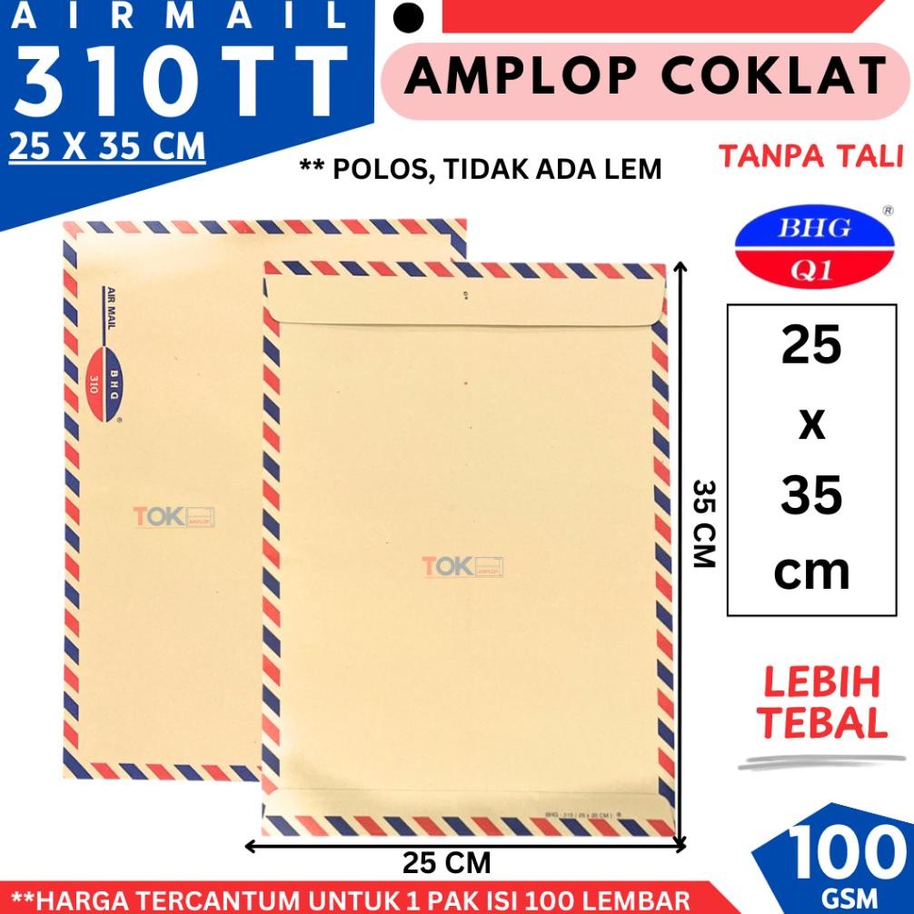 

Amplop Coklat Tebal BHG 310 (25x35Cm) Air Mail Tanpa Tali isi 100 /BOX AST