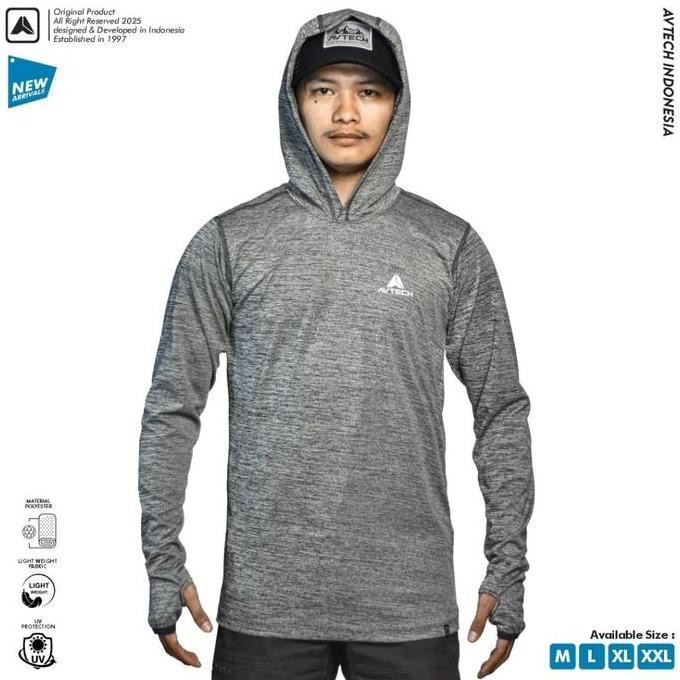 AVTECH - Baselayer Kaos Manset Lengan Panjang Pria Wanita Olahraga Outdoor Hoodie Dry Fit - WANDER