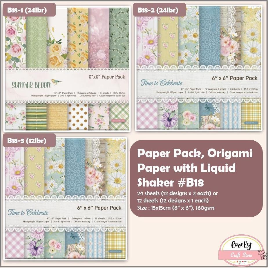 

LovelyCraftStore | B18 24pcs/pack Scrapbook paper pack 12designs@2pcs bujo jurnal origami journaling kit 15x15cm (6inch) 160gsm scrapbook embellishments AST