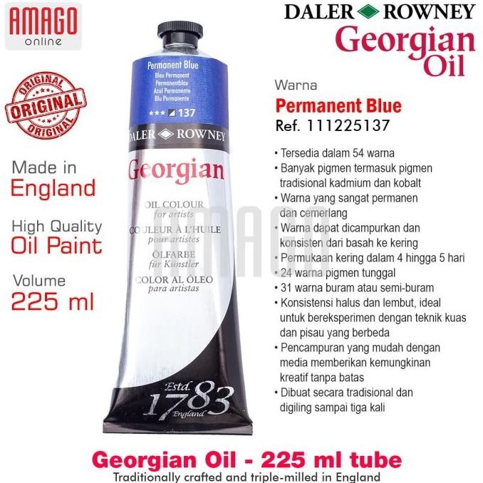 

DALER-ROWNEY Georgian Oil 225 ml - Cat Minyak Lukis - Permanent Blue - 111225137 AST