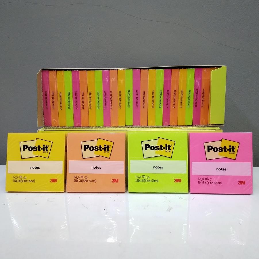 

3M Post It Super Sticky Notes 654-24ASST 1 box isi 24 pad AST