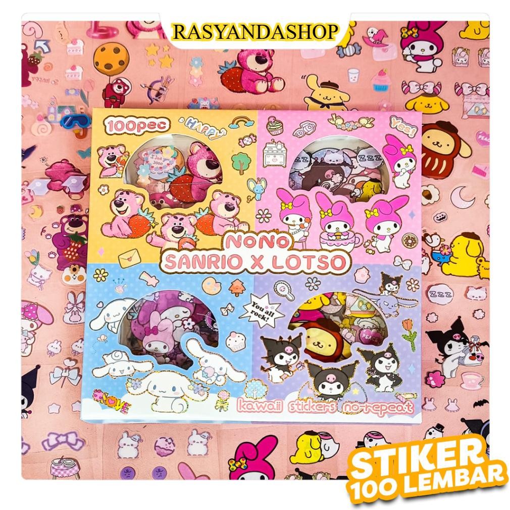 

Stiker Sanrio X Lotso Anti Air Korea Lucu - Sticker Waterproof PVC Dekorasi Botol Minum HP Laptop 2D Aesthetic AST