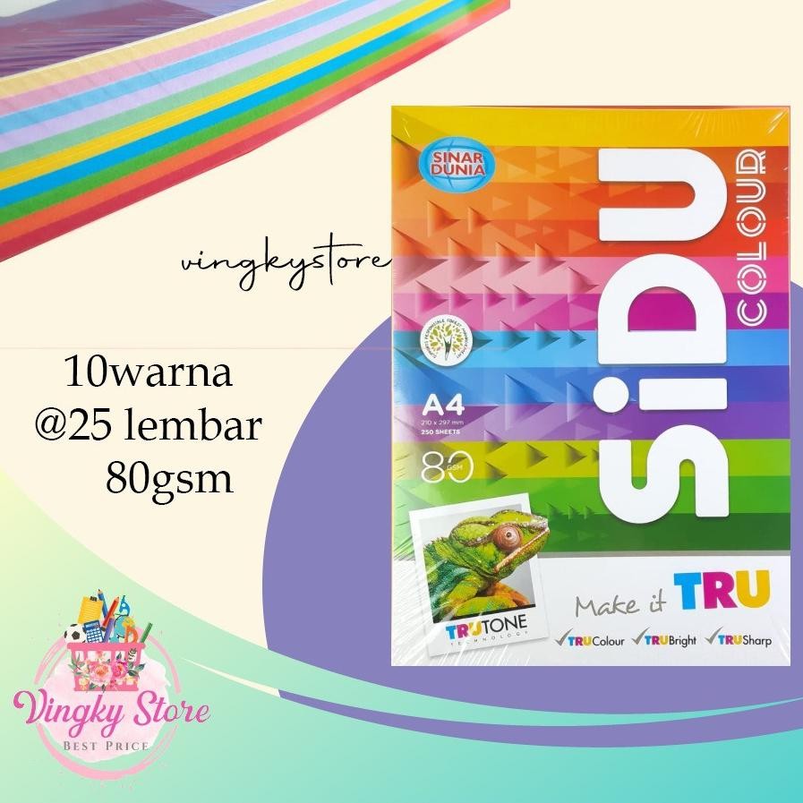 

Kertas HVS 10 Warna Rainbow Sinar Dunia 80gr A4 (250lbr) AST