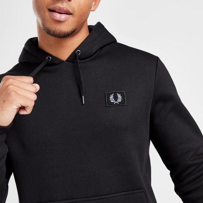 Fred Perry Badge Hoodie Black Original