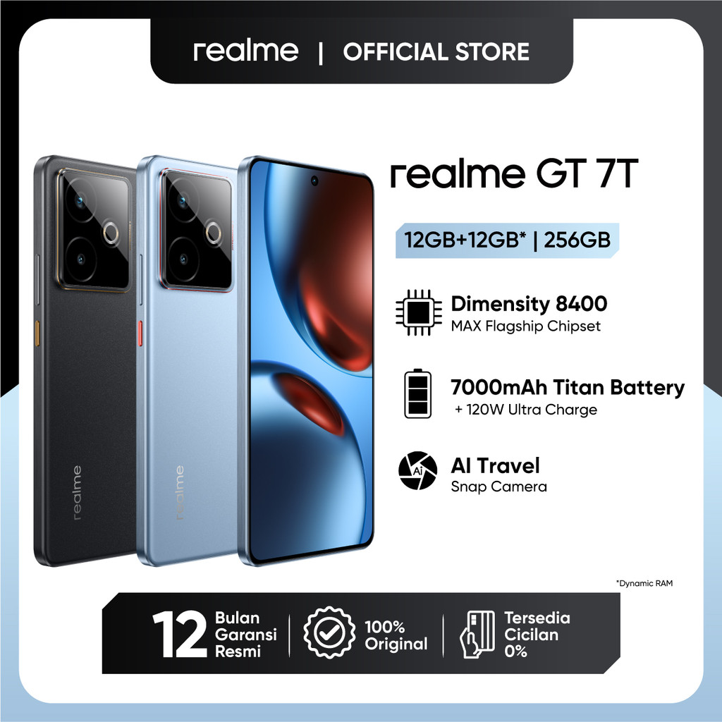 realme GT 7T 12GB+12GB*|256GB (Dimensity 8400-MAX Flagship Chipset | 7000mAh Titan Battery + 120W Ul