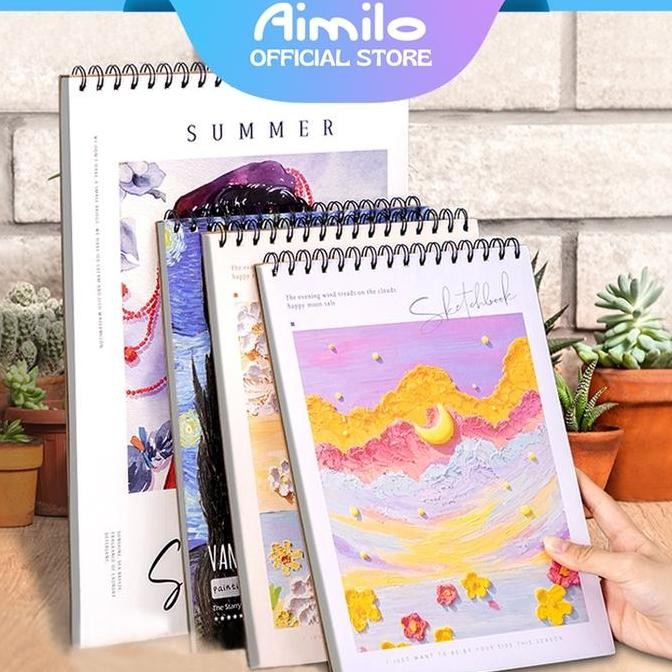 

Aimilo Sketchbook A4 Art Supplies Buku Gambar Vertikal Jilid Spiral 45 Lembar Buku Sketsa Stationery Co