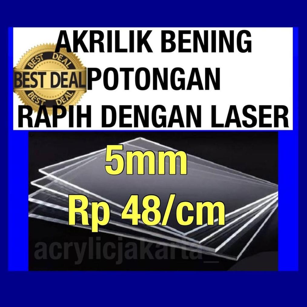 

Acrylic 5mm 40x80cm Bening - Akrilik lembaran Acrylic Lembaran Laser Cutting 80x40cm AST