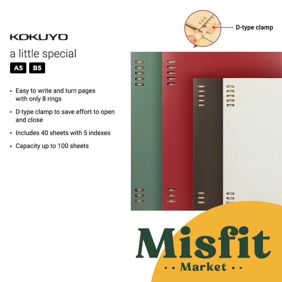 

KOKUYO Retro Loose Leaf 8-Ring Binder A5 B5 Notebook Folder AST