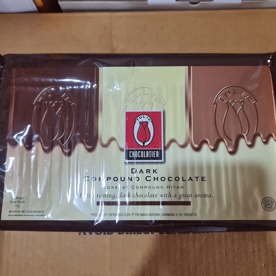 

Dark Chocolate Compound Tulip 1kg / Cokelat Batang Tulip Dcc 1 Kg