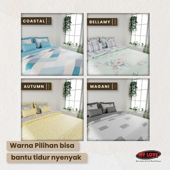 sprei rumbai 180x200 My Love bahan katun CVC rumbai 50 cm size king bahan tebal nyerap air | Sprei p