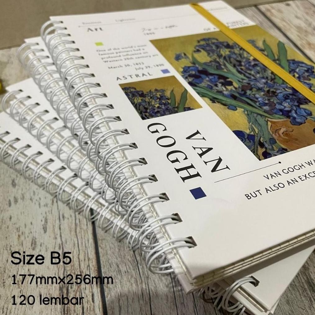 

Buku Jurnal B5 VAN GOGH Grid | Writing Journal Note Book With Spiral Ring and Straps AST