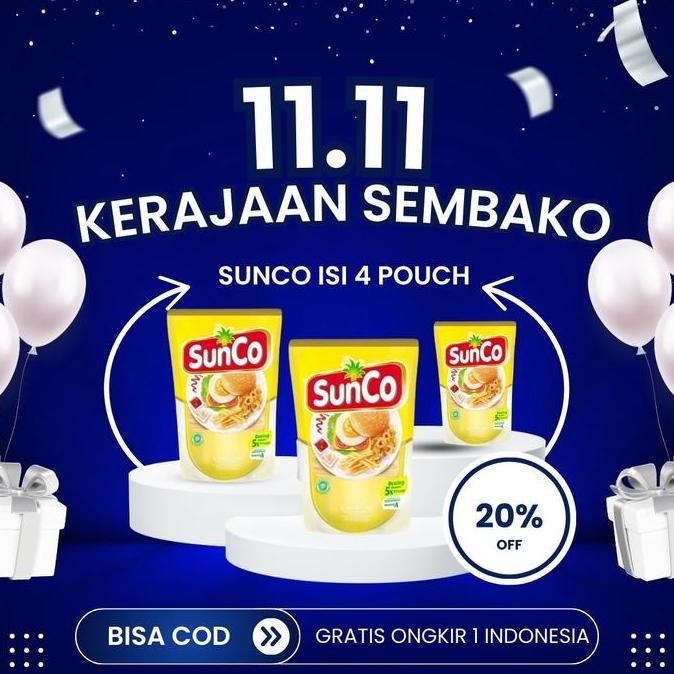 

[Kerajaan Sembako X Sisca] -Minyak Sunco Kemasan 2 Liter Isi 4 Pouch