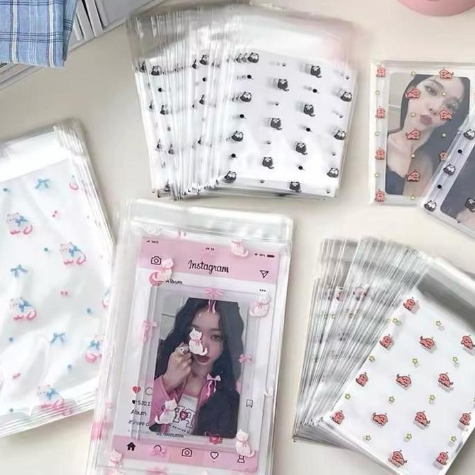 

(50 Lembar)Plastik Bungkus Photocard Sleeve Hadiah Bingkisan Opp Corak Warna Warni - 50 Lembar Co