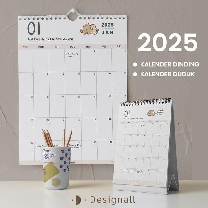 

Designall Kalender Dinding / Kalender Duduk Aesthetic Kucing 2025 A3+ Spiral Vs Co