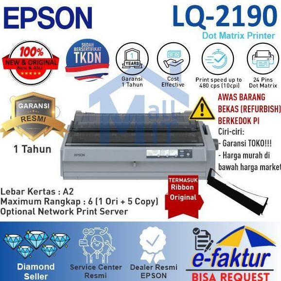 Printer A3 Epson Lq2190 Epson Lq-2190 Resmi New Stok
