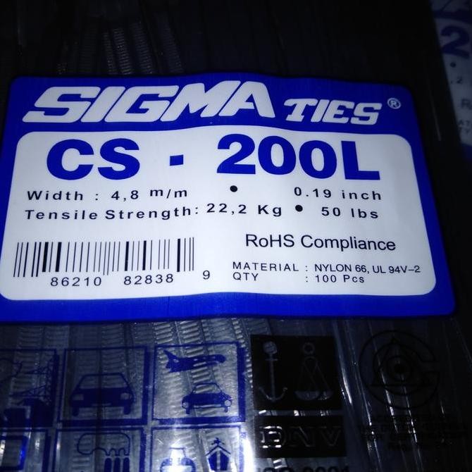 

Kabel Ties Sigma Cs 200L Lebar 4,8Mm Warna Hitam Co
