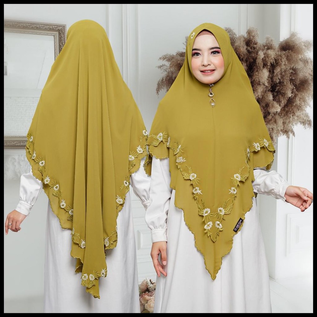 KHIMAR MALIKA BORDIR ENGKOL HIJAB SYARI JUMBO BORDIR/JILBAB CERUTY PREMIUM/HIJAB SYARI BORDIR BY JNS