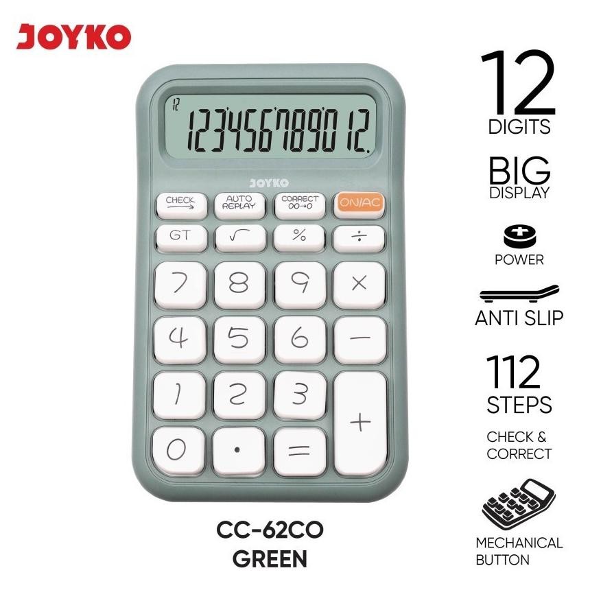 

Joyko Calculator CC-62CO Check & Correct 12 Digits Pastel Color Kalkulator Kecil Murah