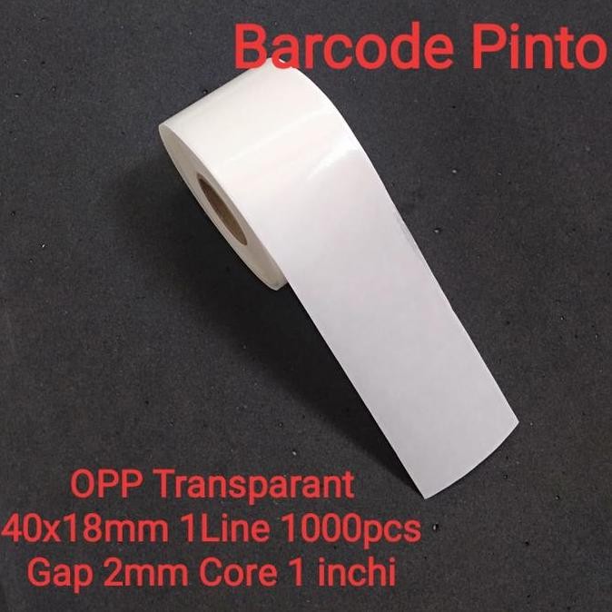 

Label Bar Opp Transparant 40X18Mm 1Line 1000Pcs Gap 2Mm Core 1" (1 Pack 30 Roll) New Stok