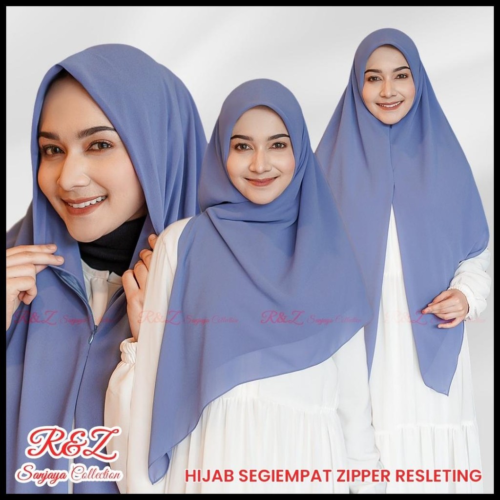 HIJAB INSTAN SEGI EMPAT ZIPPER RESLETING CERUTY BABYDOLL | HIJAB SEGIEMPAT JUMBO INSTAN ZIPPER 130X1