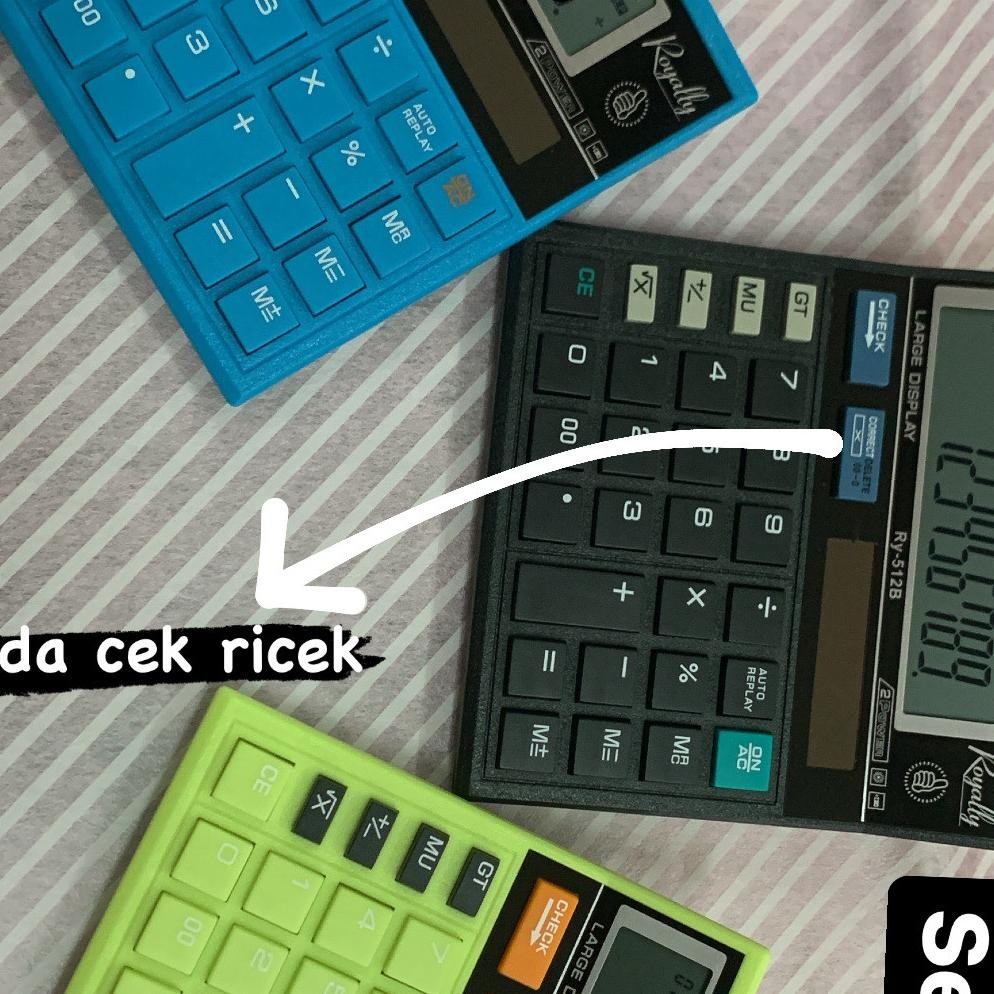 

calculator kalkulator pasar royally 512/555 check correct satuan baterai aaa solar panel aktif