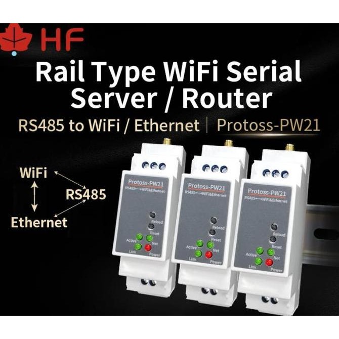 Protoss Pw21-M Serial Converter Modbus Rs485 To Wifi Ethernet Din Rail New Stok