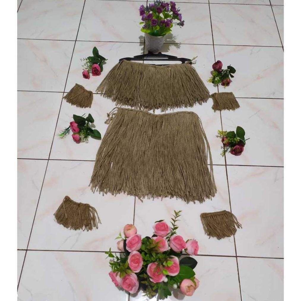 Baju anak setelan adat papua rok rumbai goni AST