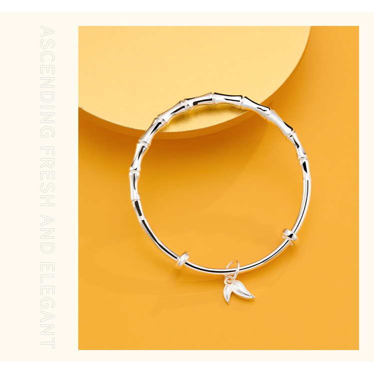 Gelang Dorong Tarik Wanita Bambu S925 Perak