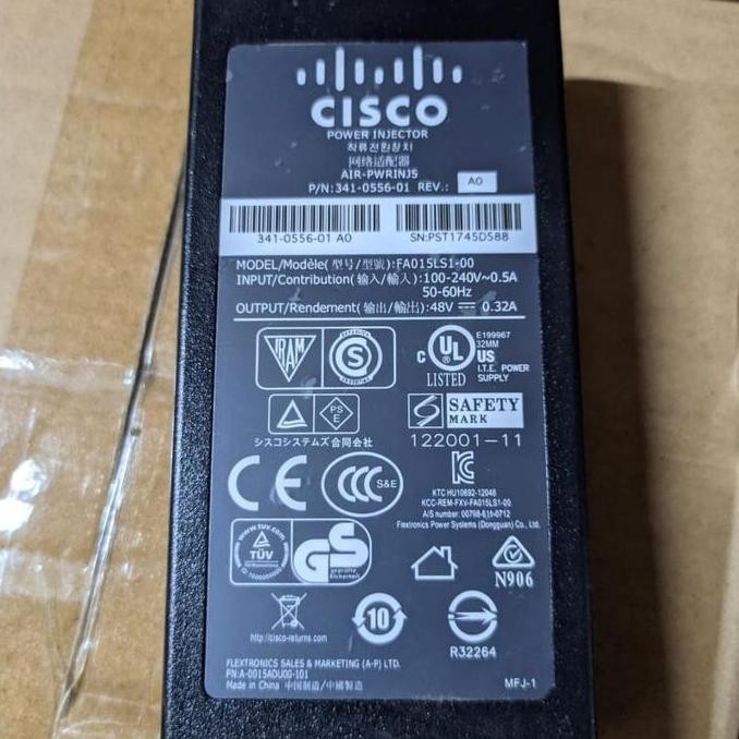 Adaptor Access Point Cisco Poe Gigabit Air-Pwrinj 48Volt 48V Original New Stok