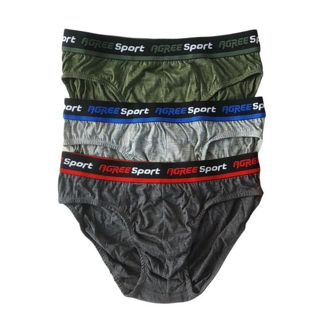Ready [1 Box] Sempak Pria Katun Agree Bahan Adem Brief Boxer / Cd Pria Polos / Agree 2311 / Remaja D