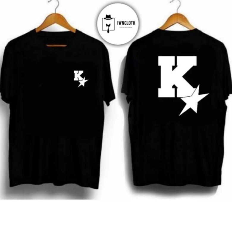 Promo Kaos Inisial Nama Huruf K Star Sablon Dtf T-Shirt Kaos Distro Pria Wanita