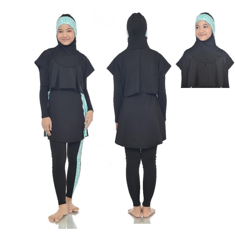 DARTFIT Baju Renang Muslim Anak SD Tanggung Diving Muslimah Syar,i Perempuan Usia 7-14 Tahun AST