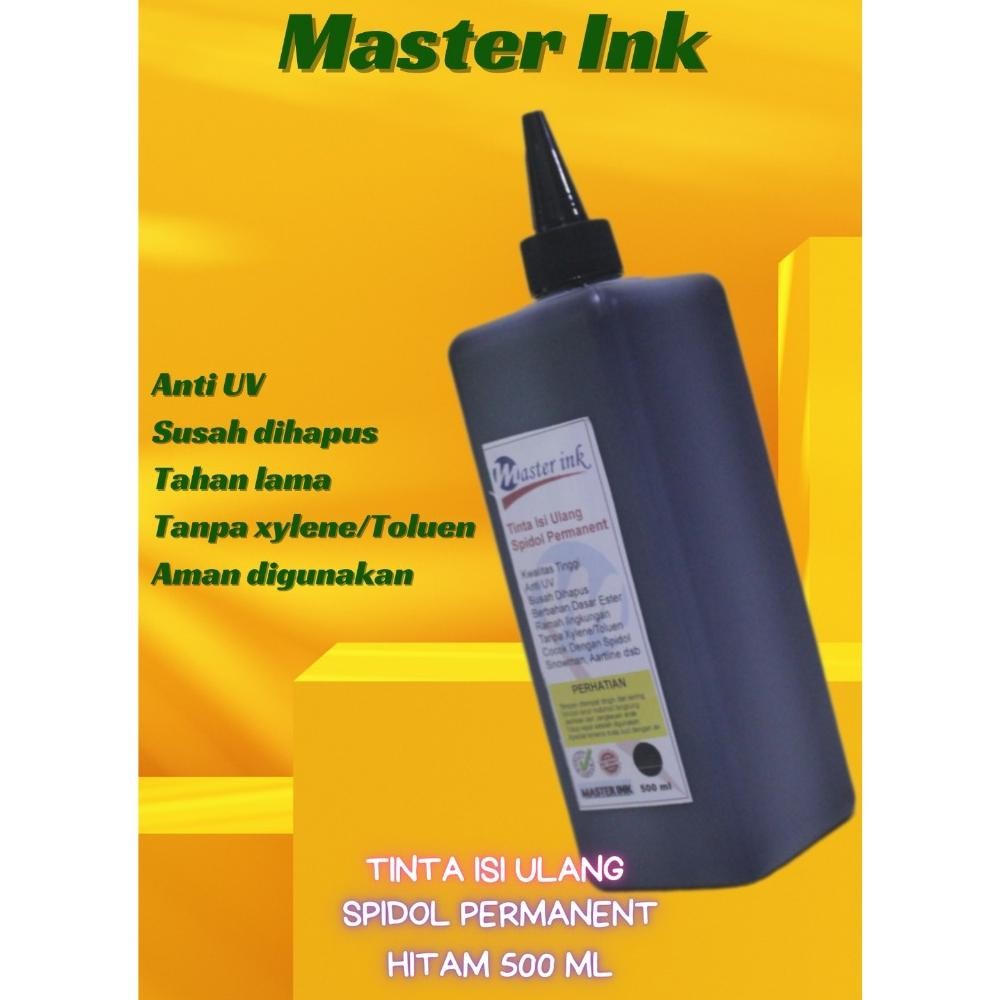 

Tinta Spidol Permanen Master INK Tinta Isi Ulang Spidol Master Ink Hitam 500 ml