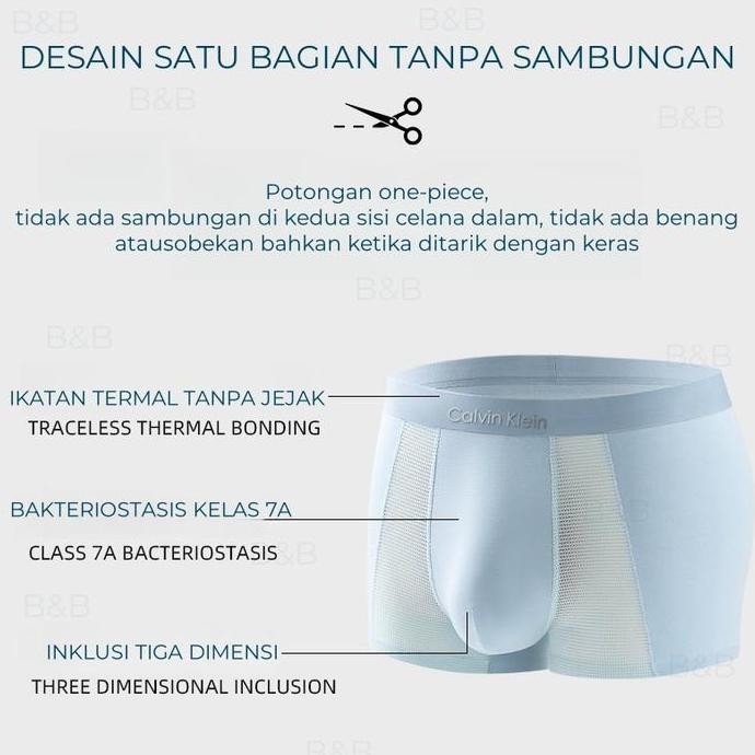 New Calvin Klein 4Pcs Ice Silk Boxer Short Pants Pria Celana Dalam Boxer Sport Cool Mesh Pria Clana 