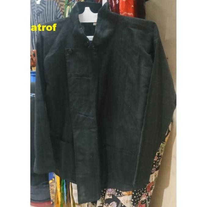 Ready Kemeja / Baju Surjan Hitam Polos Pria Dewasa / Baju Adat Jawa