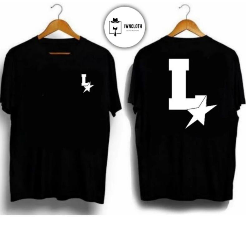Promo Kaos Inisial Nama Huruf L Star Sablon Dtf T-Shirt Kaos Distro Pria Wanita