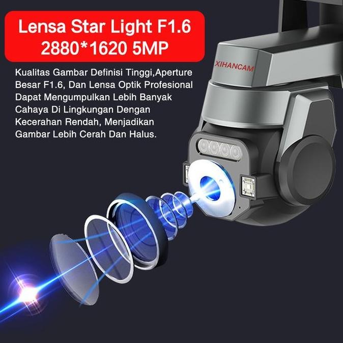 XIHANCAM 5MP CCTV Wifi Outdoor Waterproof IP Kamera CCTV 360 PTZ Zoom CCTV Wifi Jarak Jauh Lewat HP