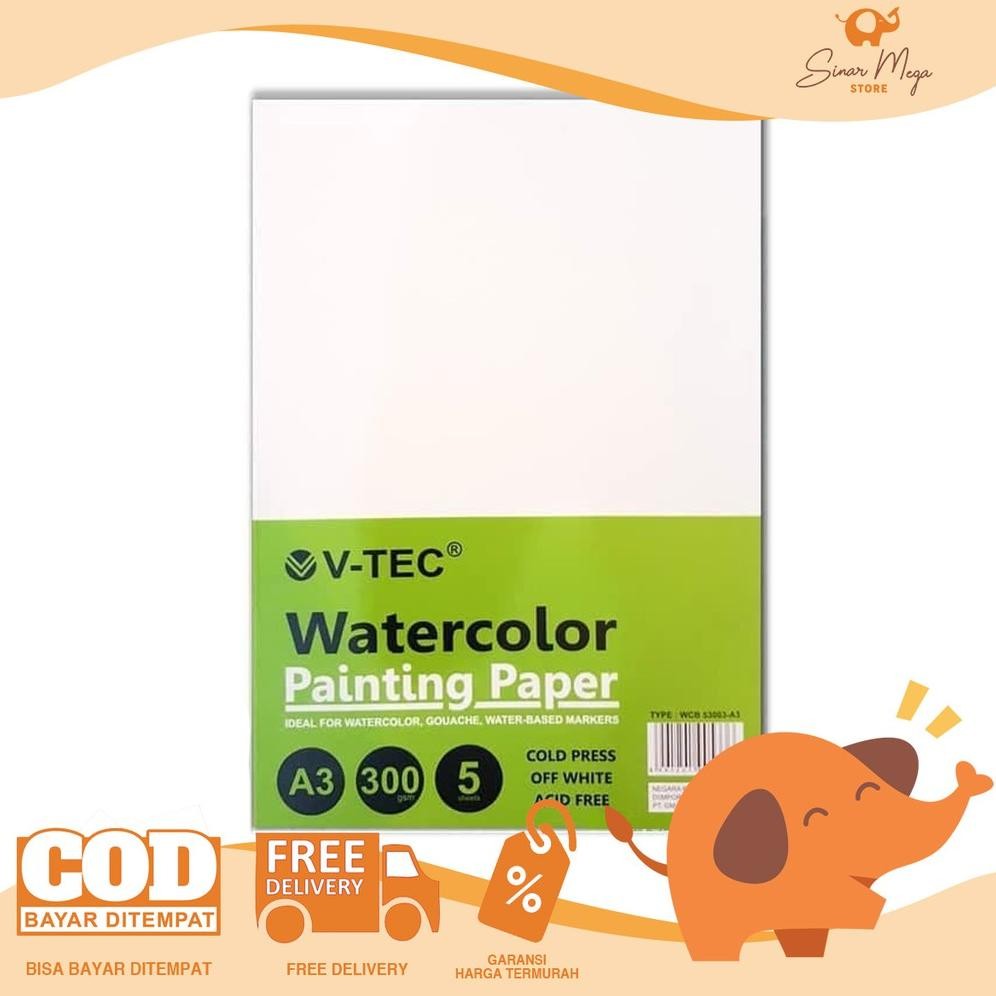 

V-Tec VTec Watercolor Painting Paper A3 300gsm / Kertas Buku Gambar Cat air